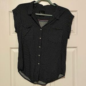 Jachs Girlfriend Black Polka Dot Hearts Women's Top